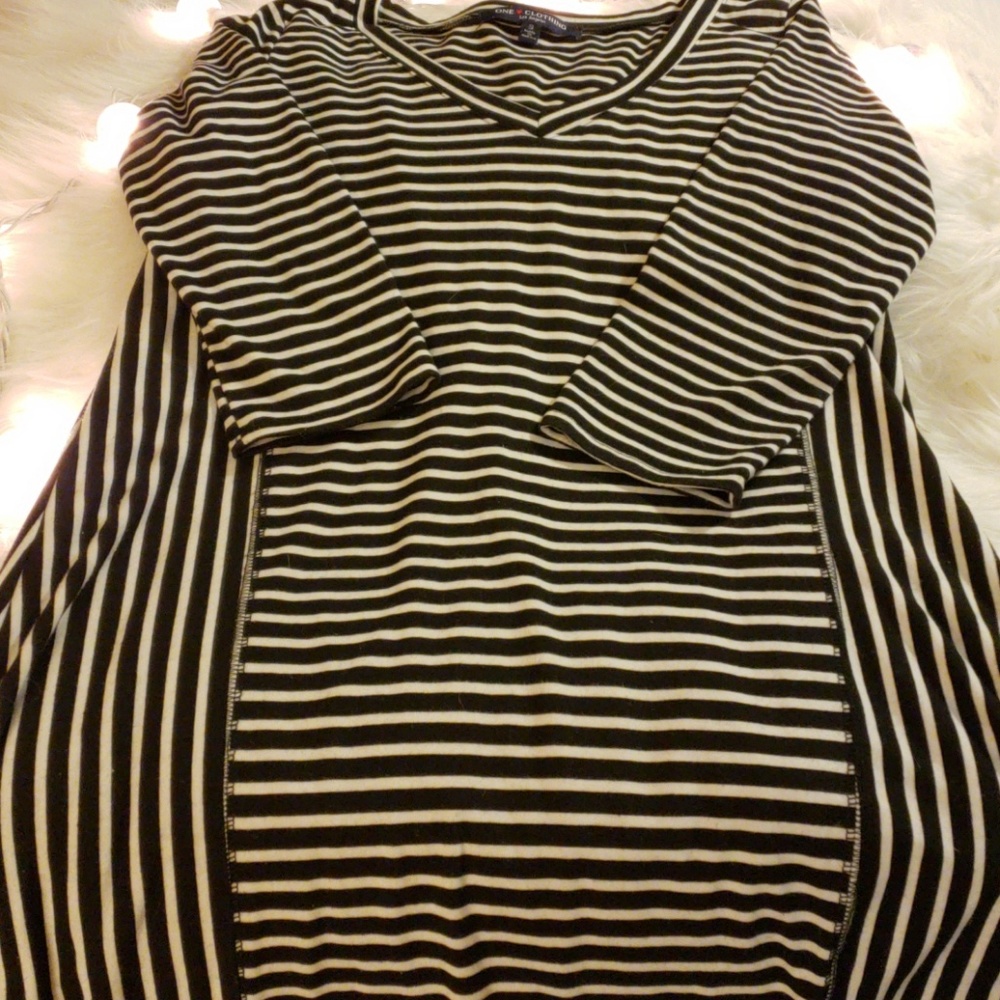 Black and White Striped Tee Shirt Dress